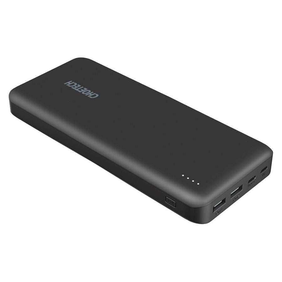 Choetech 20.000 mAh 45W USB-C PD & 2x USB-A Powerbank, Sort