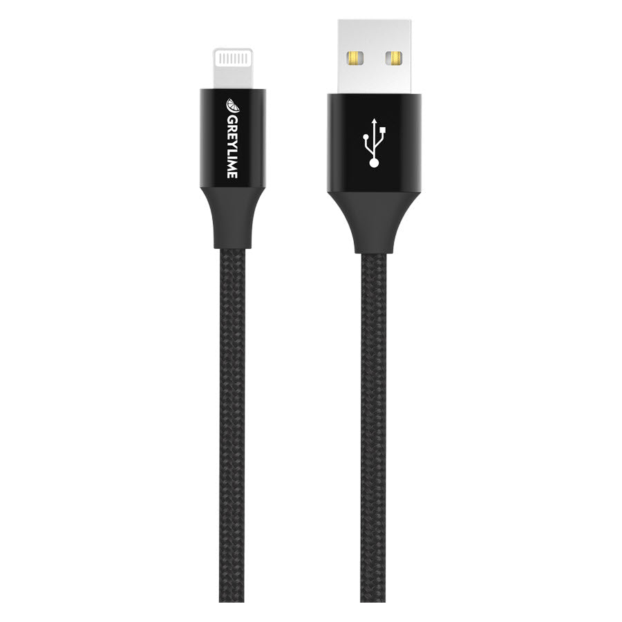 GreyLime Flettet USB-A til MFi Lightning Kabel Sort 1 m
