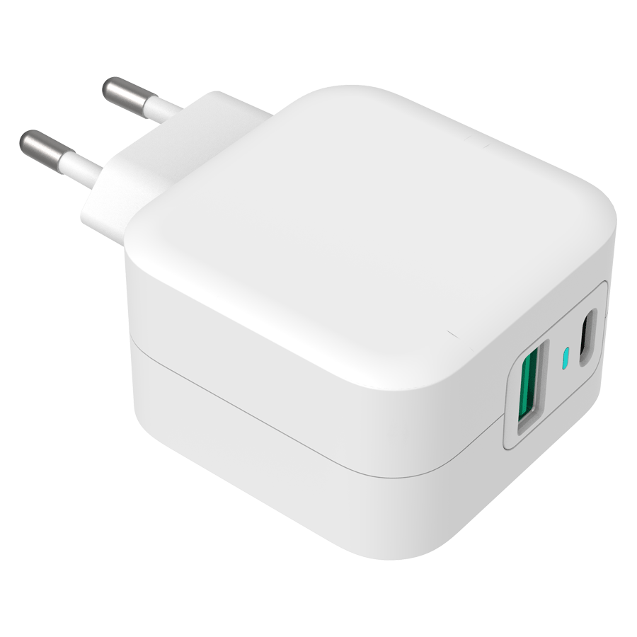 GreyLime 38W USB-C PD & USB-A QC vægoplader, Hvid