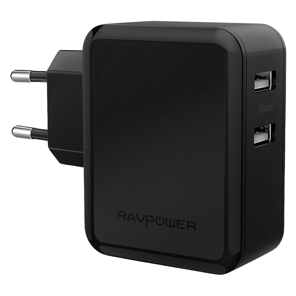 RAVPower 2-port 24W Vægoplader, Sort