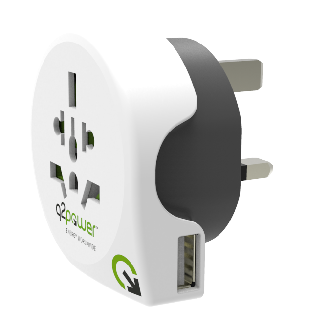Q2Power Verden til Storbritannien USB
