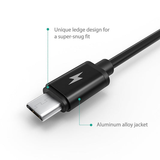 RAVPower 5 x USB 2.0 til Micro USB Kabler (0,3 m + 2 x 0,9 m + 1,8 m + 3,0 m), Sort