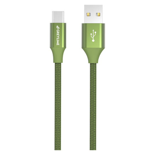 GreyLime Flettet USB-A til USB-C Kabel Grøn 2 m