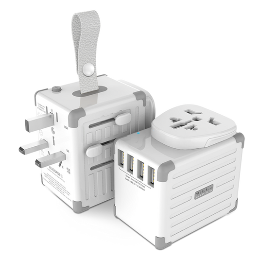 Zikko Worldwide Travel Smart Adapter 4 USB Port, Hvid