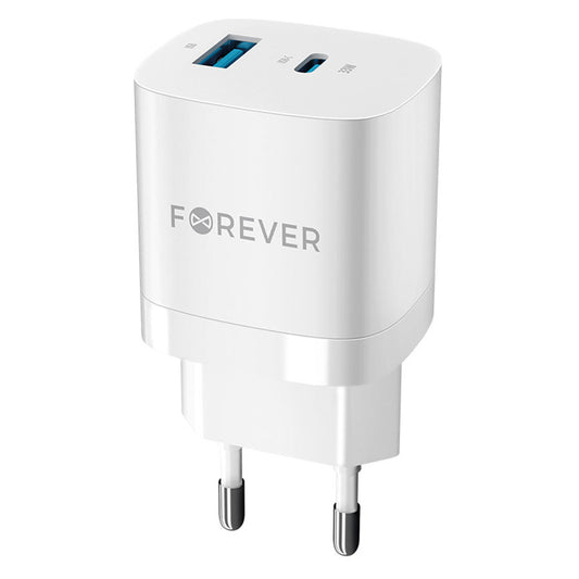 Forever 33W USB-C PD & QC GaN Vægoplader, Hvid