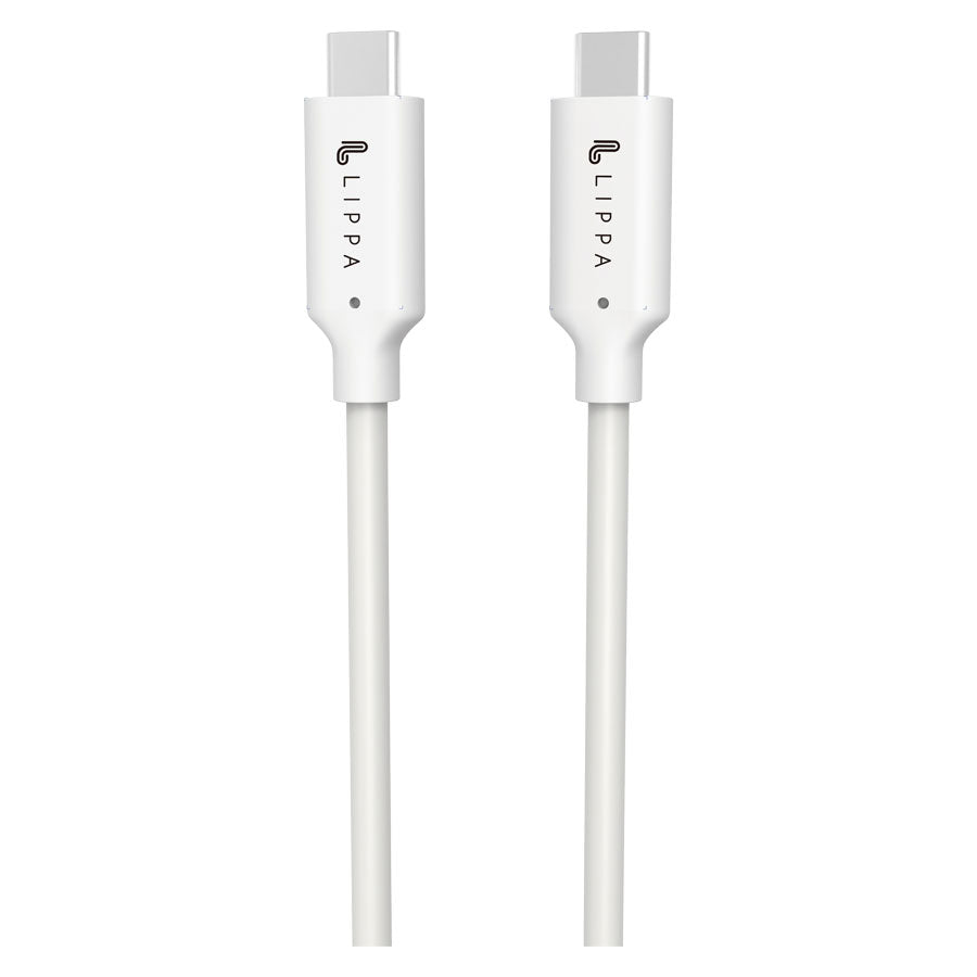 Lippa USB-C til USB-C 100W 10Gbps kabel 1m, Hvid