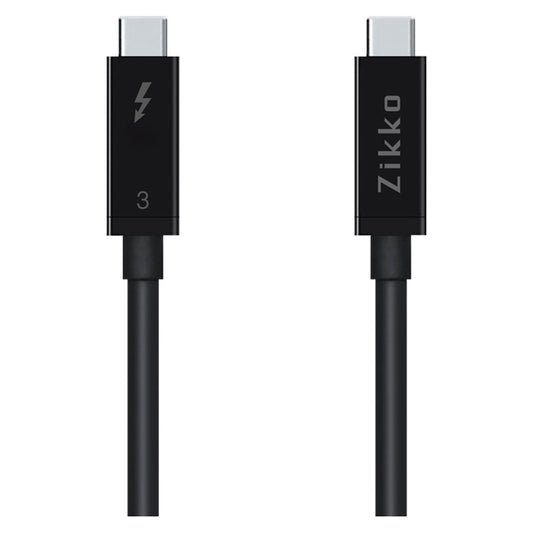 Zikko 2m 100W / 20Gb 8k USB-C kabel med Thunderbolt 3, 2m, Sort